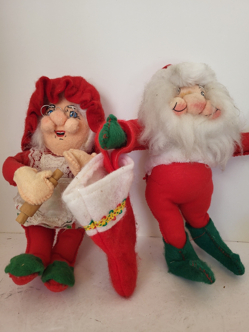1980s Santa's Best Holiday Plush Santa and Mrs. Claus 9"